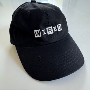 Vintage WIRED Magazine Hat Cap Strap Back Dad Hat Black Embroidered Promo Y2K